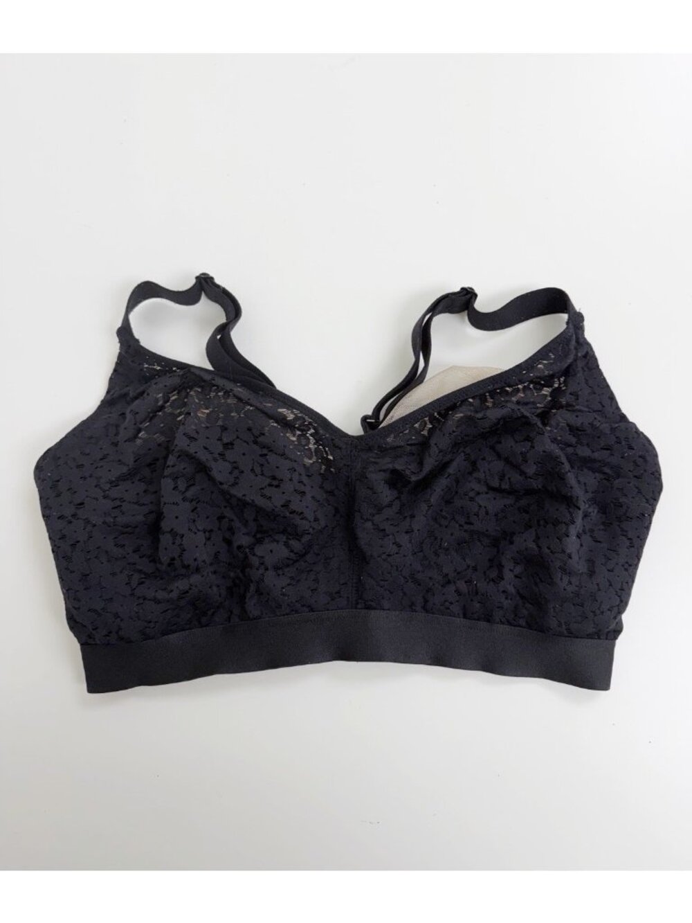 Chantelle Women's Norah Supportive Wirefree Bra Black Lace Bralette Sz 34H